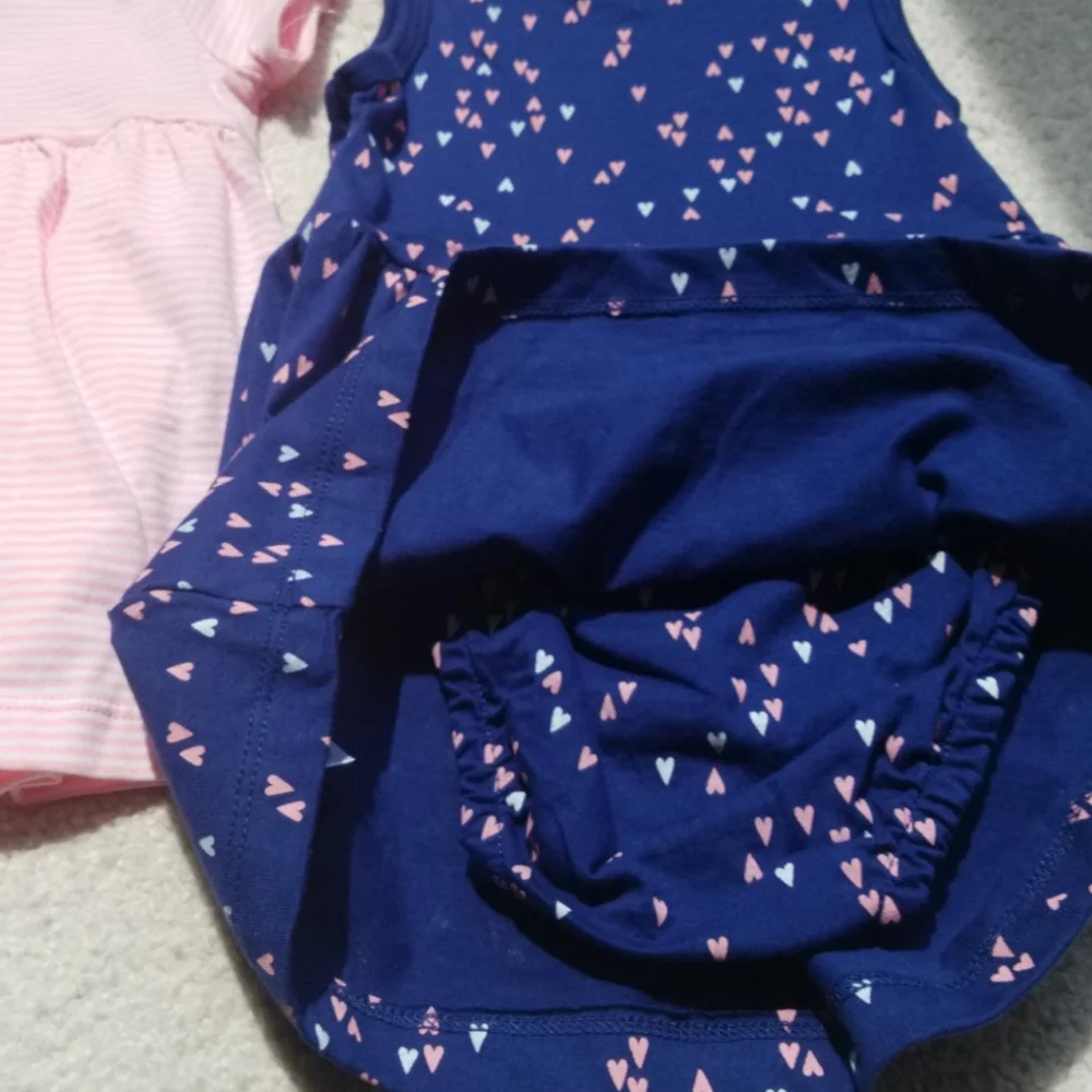 2 Carter's summer dresses pink and blue